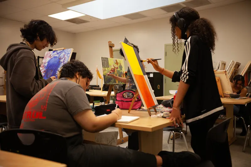 Student working on a visual art project